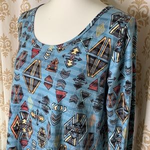 LLR Southwestern pattern scoop neck long sleeve top M